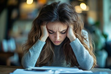 Stressed woman consulting a psychologist to discuss mental health issues and emotional well-being, Generative AI