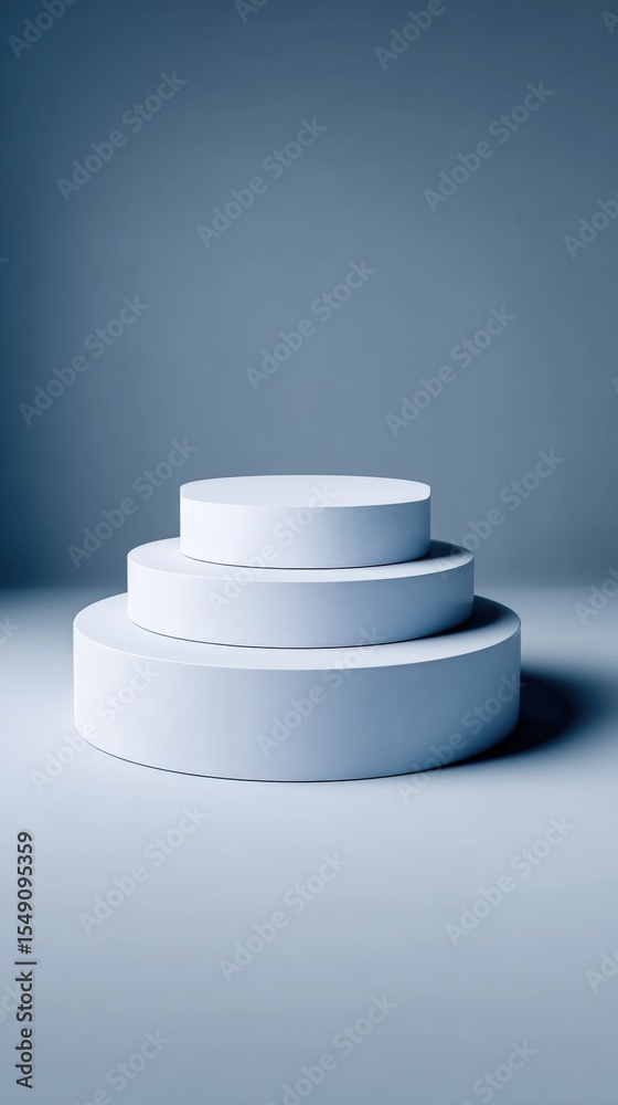 Aufkleber Modern minimalist round white display platforms stacked with shadow on gray background