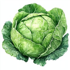 Obraz premium Fresh, vibrant cabbage with lush green leaves ready for harvest.