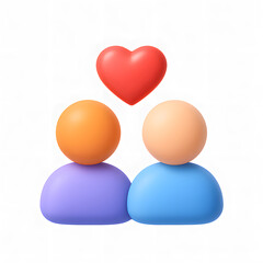 3D Friendship Icon on a White Background