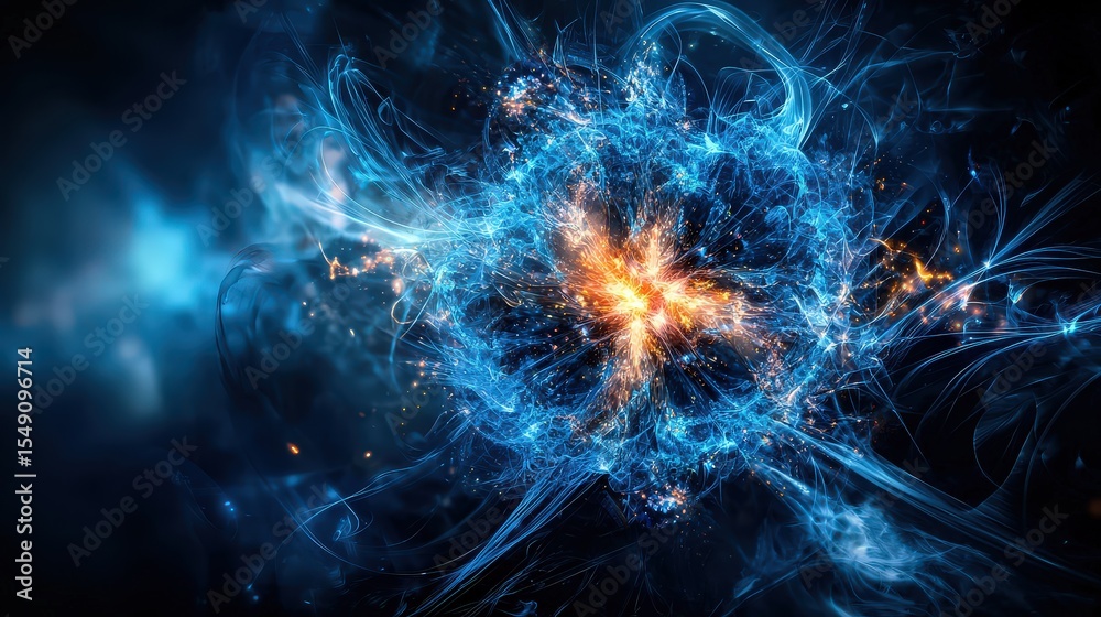 Aufkleber Dynamic energy interaction abstract universe digital art cosmic wonders close-up codes of life and motion