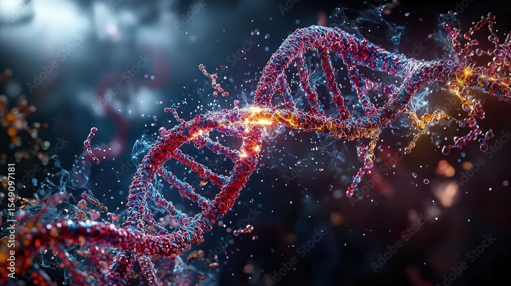 Poster Dna double helix structure visualization scientific research lab digital artwork abstract environment macro viewpoint