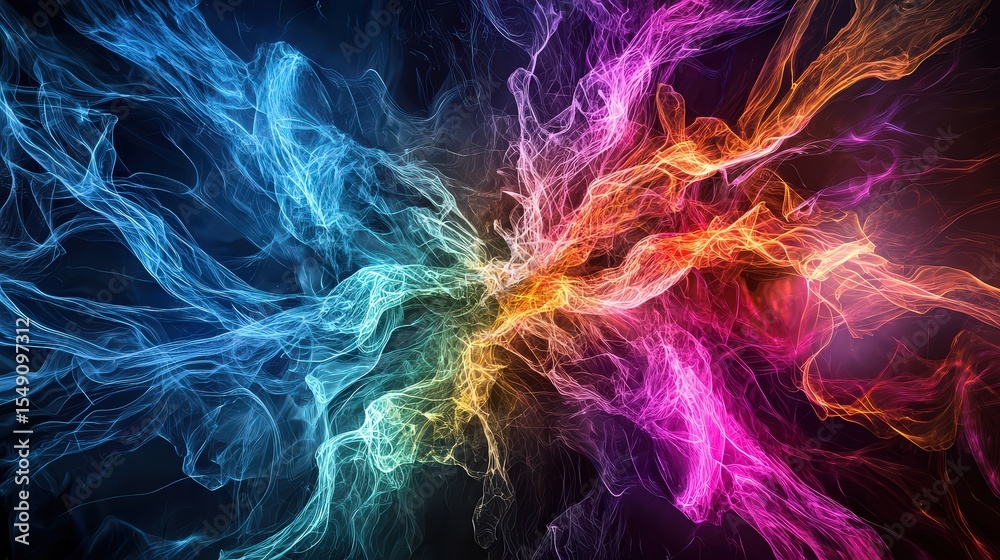 Aufkleber Vibrant soundwave art abstract digital space fluid lines dynamic colors creative visualization colorful display