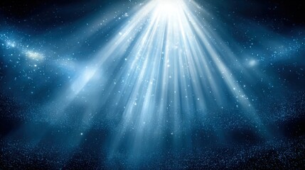 Fototapeta premium Bright Light Beam Piercing Dark Starry Night Sky with Cosmic Dust Background