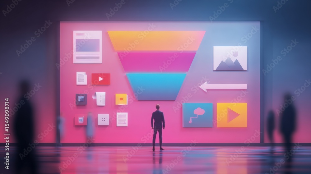 Aufkleber Digital Interface Display with Data Charts Graphs and Video Playback Elements