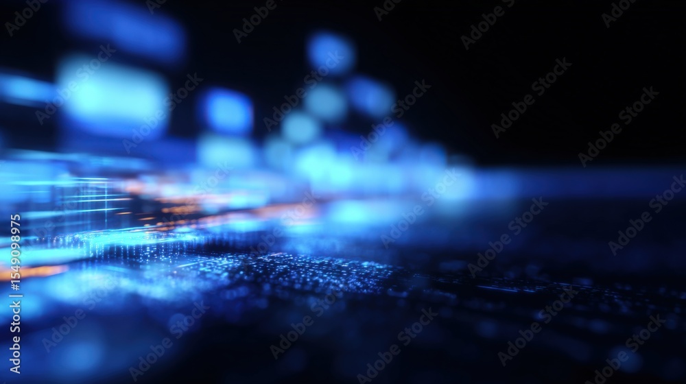 Aufkleber High tech digital data bytes abstract futuristic glowing information technology scene