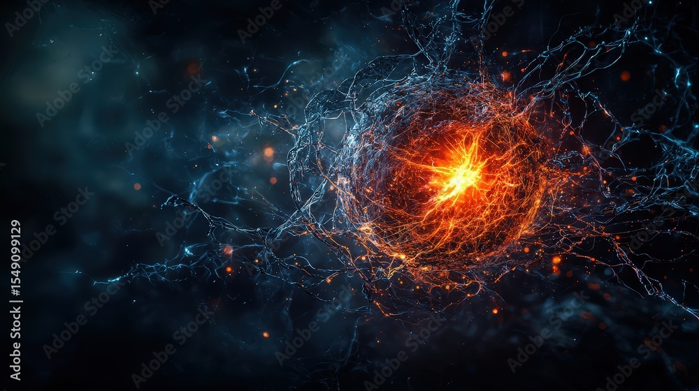 Poster Dynamic energy patterns abstract universe digital artwork cosmic environment close-up view conceptual art for seo