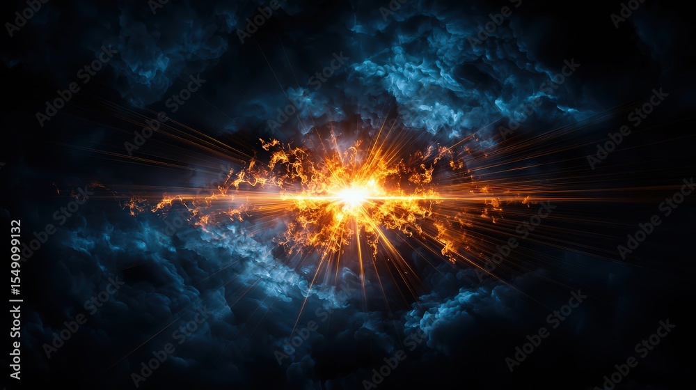 Poster intersecting light rays cutting through dark mist spiritual realm abstract art ethereal environment 