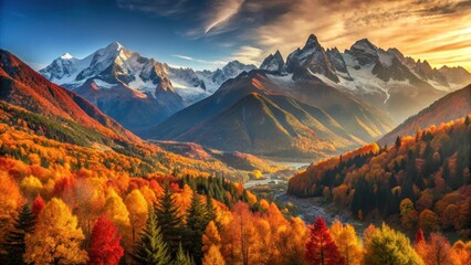 Golden hues of autumnal reds dance across the Chamonix valley