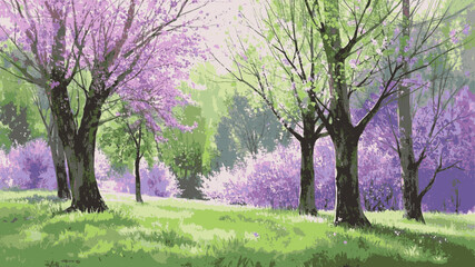 Blossom Mist Tree with pink and lavender flowers isolated watercolor vector illustration svg