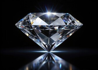 A large clear diamond set against a dark black background