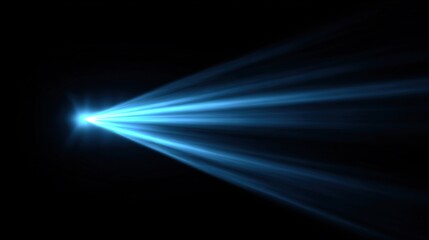 Bright blue light beams emanating from a single point creating dynamic streaks in a dark background