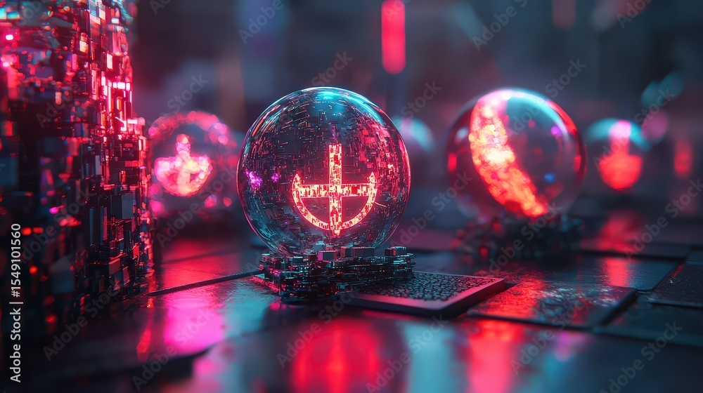 Aufkleber digital sphere strategic military spending allocation in a futuristic abstract environment