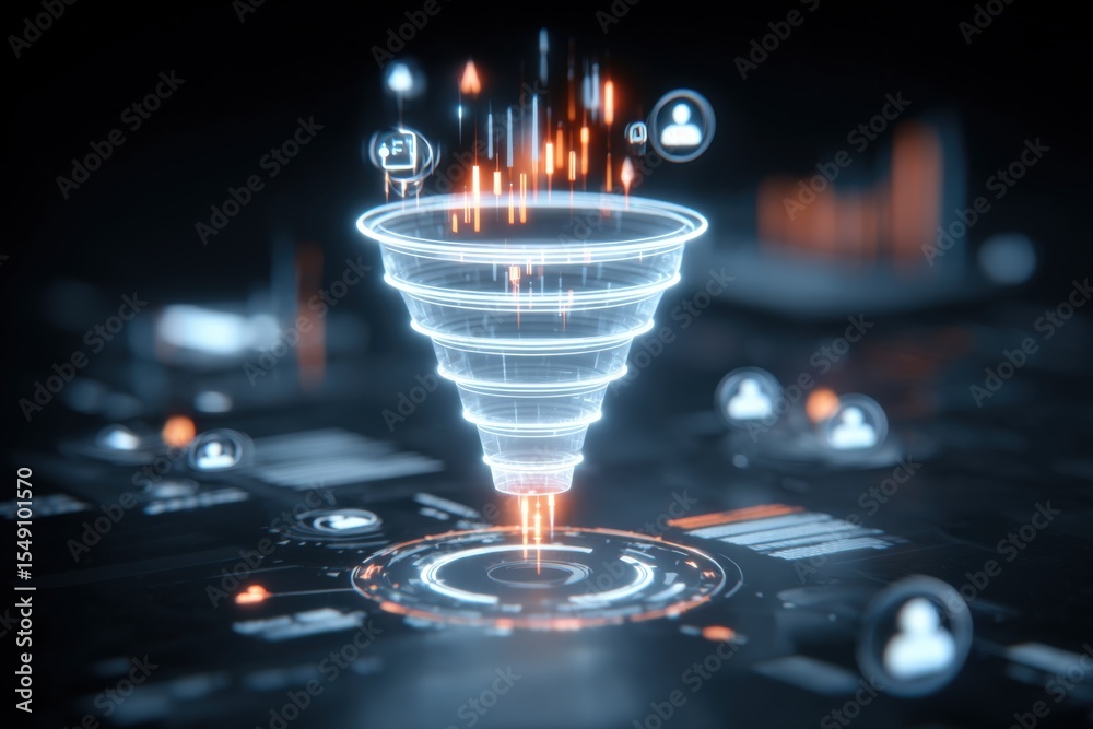 Aufkleber Futuristic data visualization with spiral hologram and digital connection icons