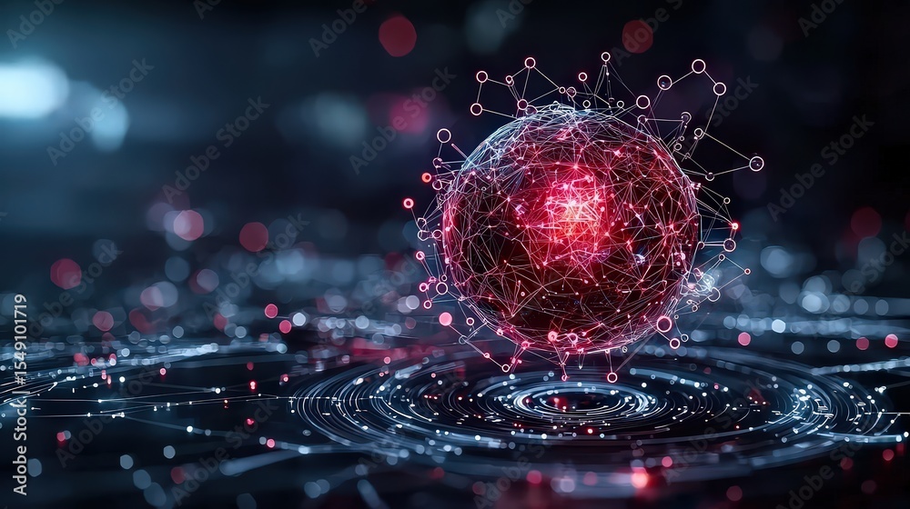 Poster Innovative business dynamics in a digital sphere global abstract visualization futuristic tech concept