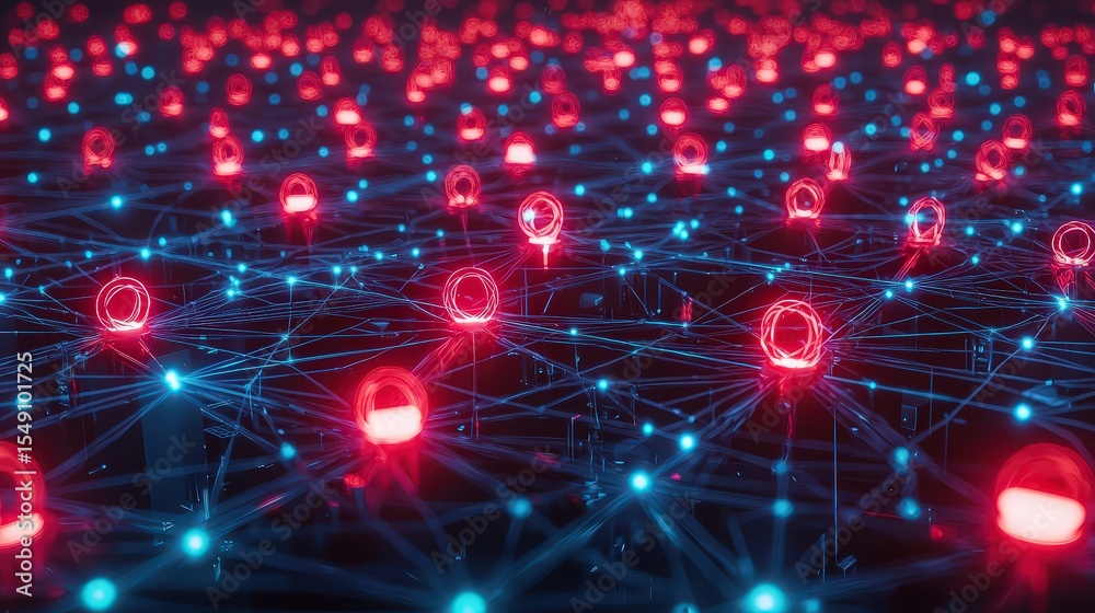 Aufkleber Cybersecurity threats visualizing the digital landscape of protection and risk in technology networks