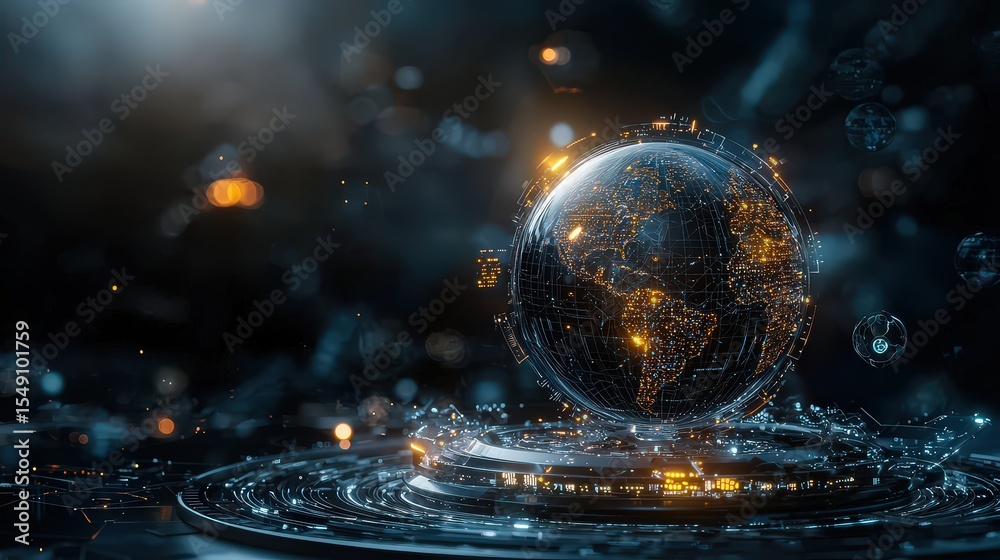 Poster innovative business strategies in a dynamic global landscape digital art futuristic environment abst