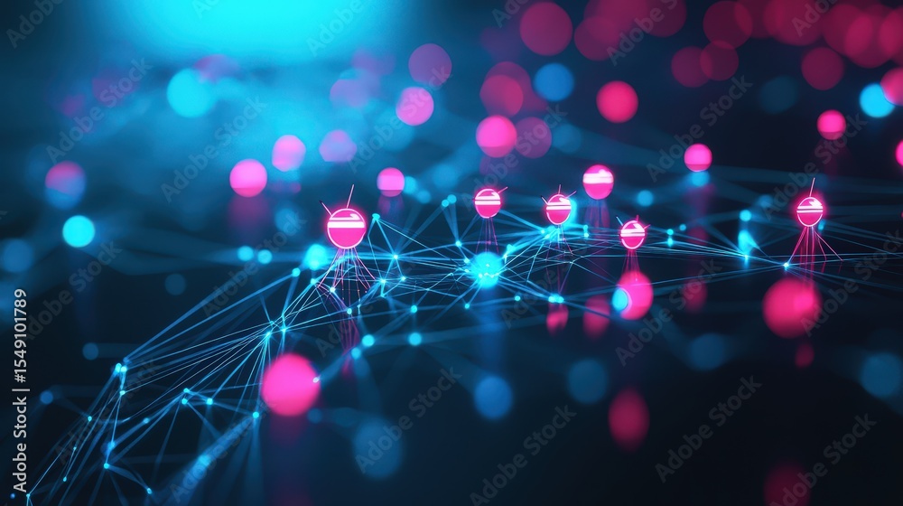 Poster Abstract cyber environment infographic dynamic visualization of organizational connections and interactions