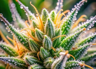 Obraz premium Detailed microscopic view of trichomes on a cannabis plant