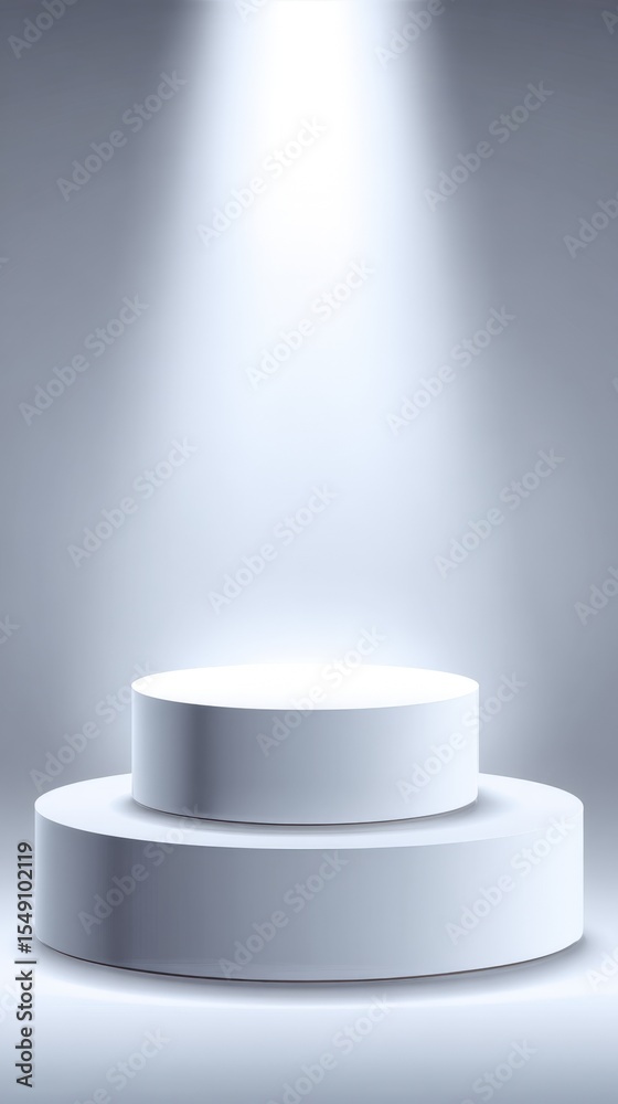 Aufkleber elegant white round platform with spotlight illumination on gray background