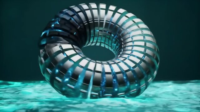 Gravity-defying rotating torus over liquid energy field