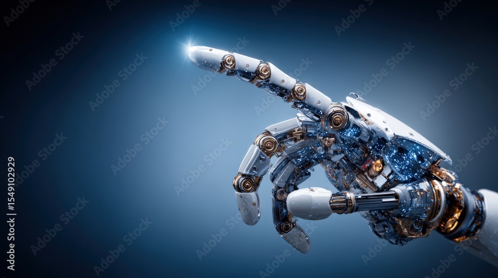 Poster highly detailed robotic hand with water splashes and futuristic metallic design