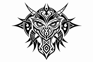 Fototapeta premium Stylized black tribal tattoo design featuring sharp curves, pointed edges, and an abstract flame-like form. This bold and symmetrical vector graphic is ideal for tattoo templates,