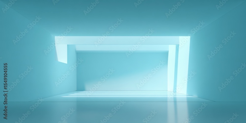 Poster modern futuristic illuminated hallway with geometric shapes and sleek design