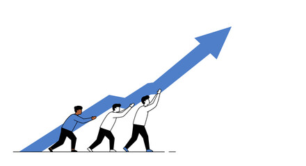 Teamwork and growth illustration highlighting business success and progress vector illustration