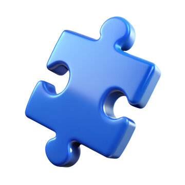 Blue Jigsaw Puzzle Piece 3d Rendering Isolated On