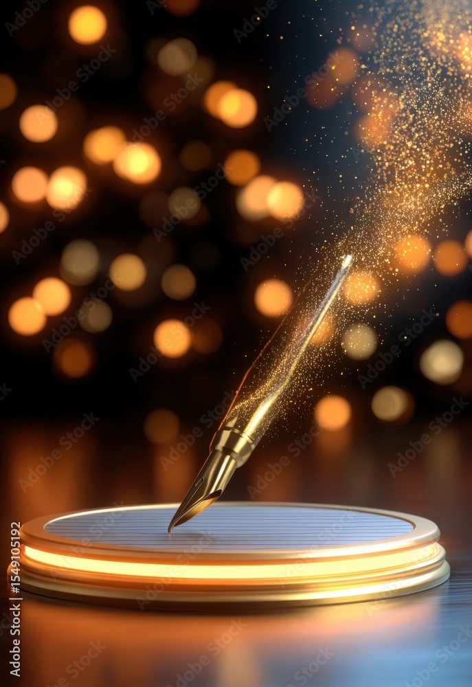 Poster sparkler firework light burst with glowing sparks and glitte golden particles