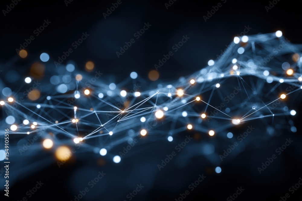 Leinwandbilder Advanced digital network connection with glowing nodes and interconnected lines