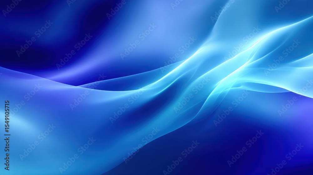 Poster vibrant blue abstract waves flowing smoothly with dynamic light and shadow effects