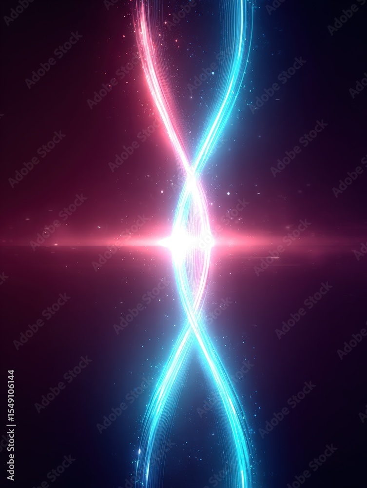 Aufkleber Vibrant glowing neon light curves intertwining in a dynamic and colorful display