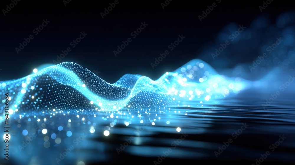 Poster Abstract Digital Waveform with Light Particles and Glowing Data Flow Visualization