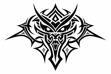 Obraz premium Stylized black tribal tattoo design featuring sharp curves, pointed edges, and an abstract flame-like form. This bold and symmetrical vector graphic is ideal for tattoo templates,