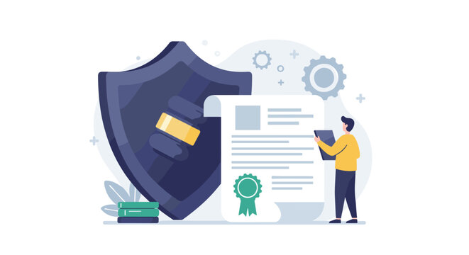 Digital security and certificate verification concept for secure online transactions vector illustration