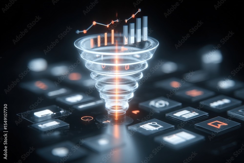 Poster Digital Financial Data Analysis with Graphs Chart and Technology on Laptop Screen