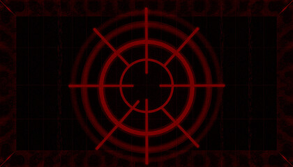 Dystopian interface with radar-style graph and concentric danger rings  