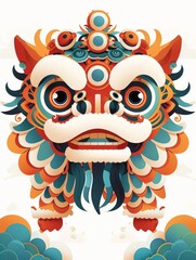 Fototapeta premium Chinese style, lion dance and lion awakening in the new year