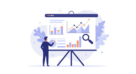 Business analytics concept with data visualization charts for presentation design vector illustration