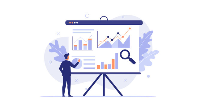 Business analytics concept with data visualization charts for presentation design vector illustration