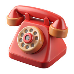 Red Old Rotary Dial Telephone 3d Rendering Isolated