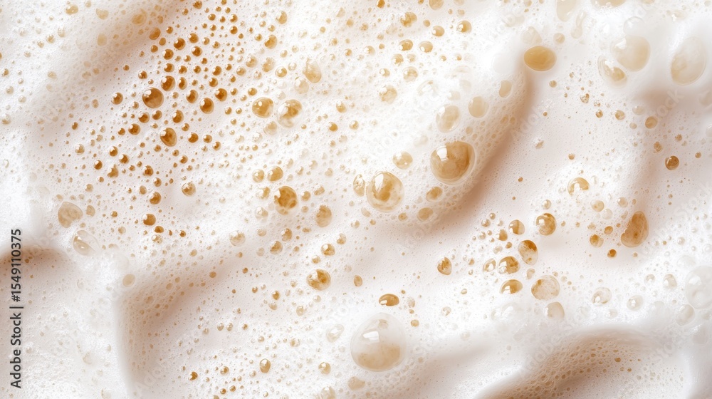 Poster an abstract representation of foam with bubbles captured in a close-up format, showcasing a creamy t