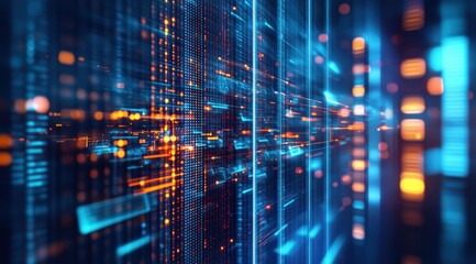 Fototapeta premium Digital Realm: A stunning abstract digital landscape of data streams, visualized in an artistic futuristic concept. Explore the digital frontier