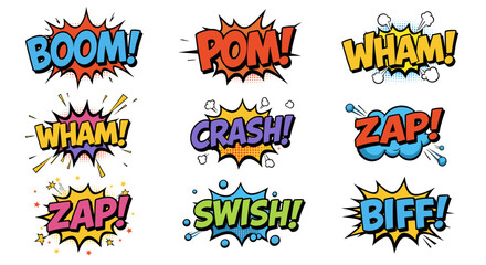 Comic book style sound effects vector illustration for posters or design
