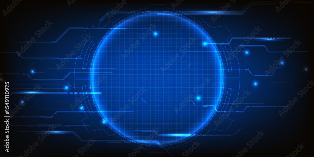 Poster abstract digital technology background with glowing circle space and futuristic circuit pattern.vect