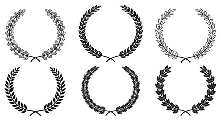 Elegant laurel wreath designs for award ceremonies and achievements vector illustration