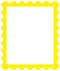 Stamp Style Frame with Yellow Lines on Transparent Background