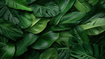 A stunning top-down view of layered lush green leaves, celebrating the diversity and vibrancy of foliage, perfect for showcasing nature's tranquility and rich textures.